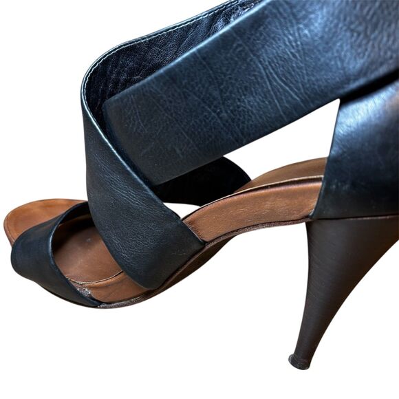 Theory Leather Strappy High Heels Black Size 39.5 - Picture 6 of 12